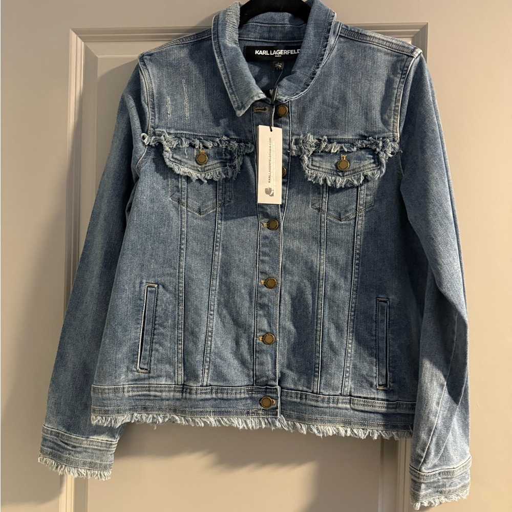 Karl Lagerfeld Distressed Blue Jean Jacket